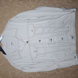 Vintage Cream jean jacket,Tan Stitching,Women's